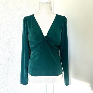 Abercrombie & Fitch Deep Green V-Neck Blouse